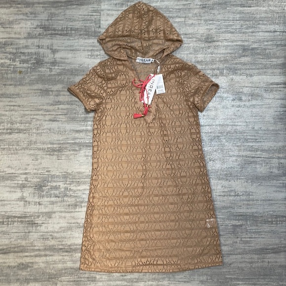 NWT Ingear Resort Hooded Lace Swim Cover Up Dress Taupe - Picture 2 of 6